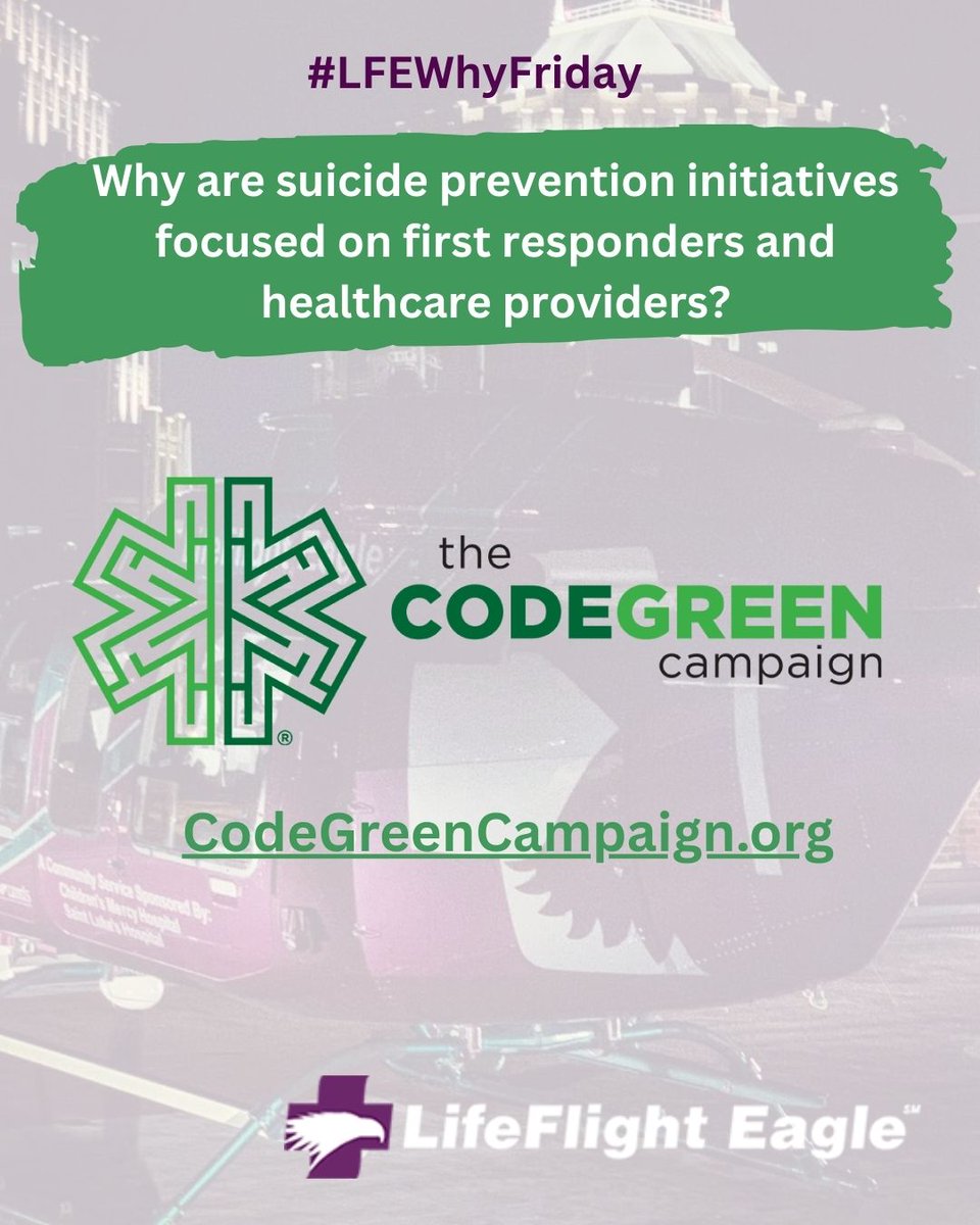 #lfewhyfriday 

Because first responders and healthcare providers face unique stress and trauma themselves, EMS, law enforcement, nurses, and doctors are all at higher risk of mental health struggles.  Reminder: Take care of your colleagues and yourself.

@thecodegreencampaign