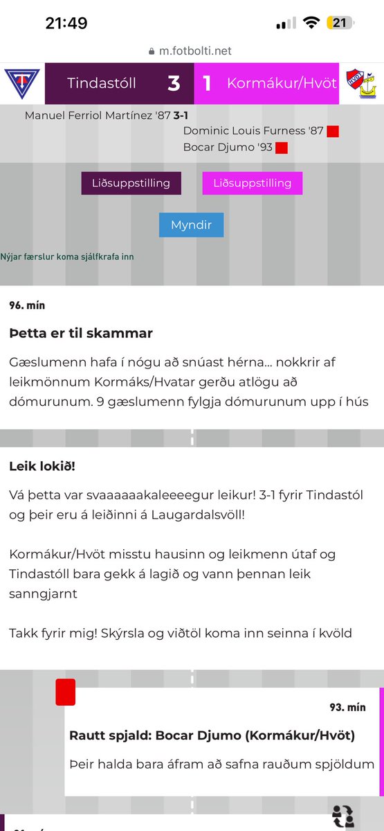 verður það gamli góði 50 þúsundin eða fá þeir alvöru sekt? svo mikil synd fyrir heimamennina sem eru í þessu liði #fotbolti