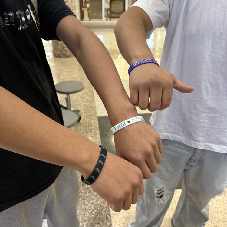 Nothing better than students showing support for one another! Ms. Ball and Ms. Sheikhnureldin passed out bracelets today during lunch to honor Suicide Awareness Month 💜!