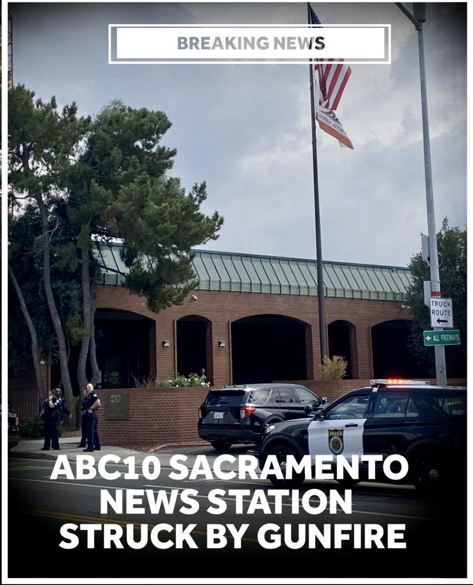 rajmathai's tweet image. #Breaking: Gunshots at #ABC station in Sacramento. Someone fired multiple shots into the building. No one was hit/injured. KXTX @ABC10 is owned by #Tegna (which is hoping to merge w/ #Nexstar…pending #FCC approval).