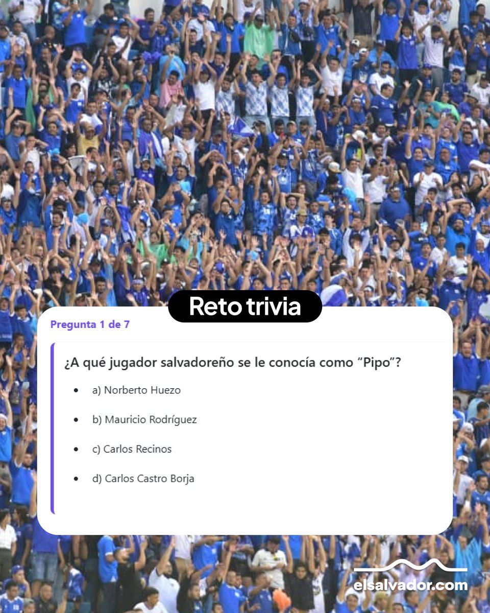 elsalvadorcom's tweet photo. #RetoTrivia | ¿Qué tanto sabés de los grandes del fútbol salvadoreño? Trivia de apodos históricos 👉 https://t.co/sEbVsMQCis https://t.co/txsaE4kb8b