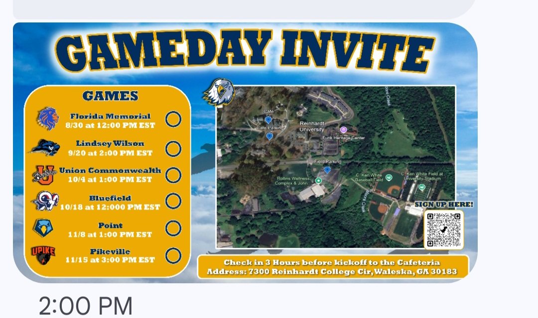 Thanks <a href="/ReinhardtFB/">Reinhardt Football</a> for the invite #paytheprice <a href="/RecruitGeorgia/">Recruit Georgia</a> <a href="/BigFaceSportss/">BigFaceSports, (Recruiting & Scouting)</a> <a href="/GEMCLASS_/">G.E.M. Class Recruiting</a>