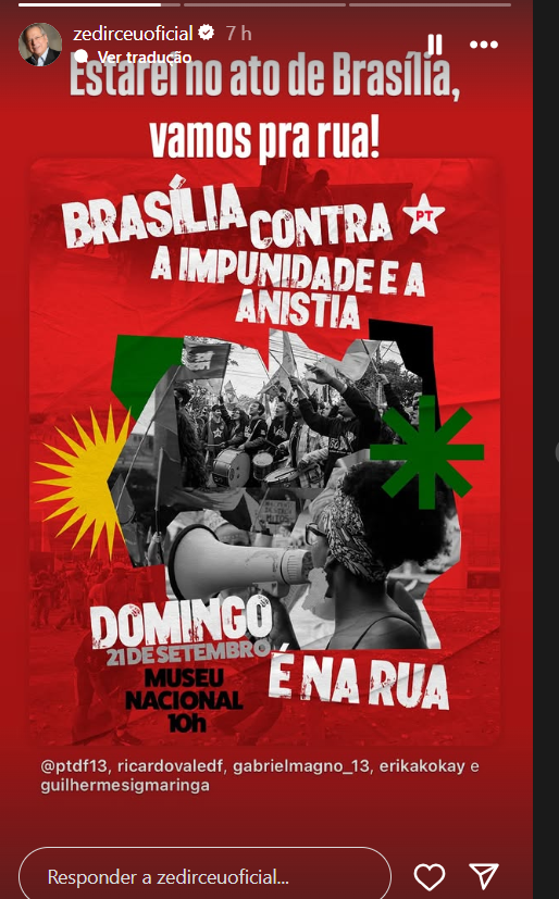 Antes só iam se o PT convocasse, agora o PT convoca e dizem que não é o PT. Estranho esse movimento negacionista. Frente Brasil Popular é PT. Tem convocação nas páginas do PT, vários parlamentares, na do José Dirceu e do Edinho, presidente do partido. 

A orientação do Partido é