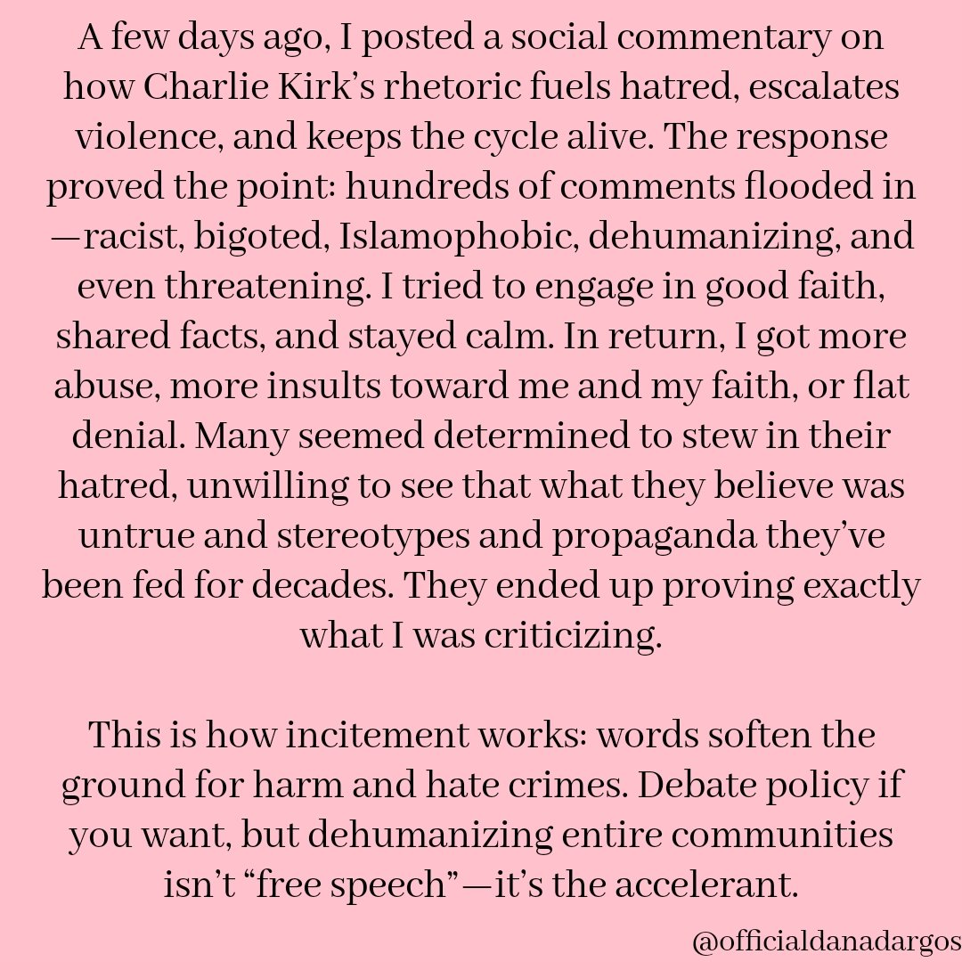 dana_dargos's tweet image. Do you think hateful speech online should be considered ‘free speech,’ or should there be limits when it dehumanizes entire communities?
.
.
#SpeakUp #StopTheHate #TruthOverPropaganda #SocialCommentary #ForYou #VoiceForChange #NoToHate #SpreadAwareness #JusticeMatters…