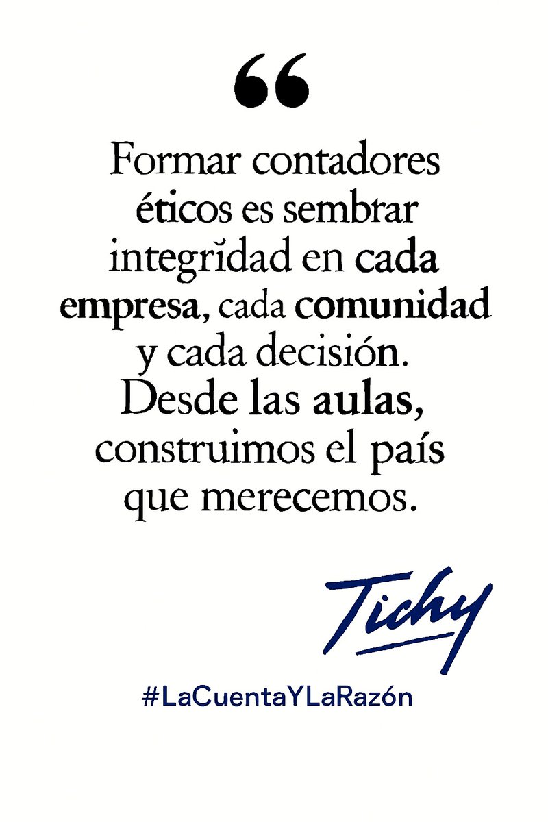 Formar contadores éticos es sembrar integridad. Desde las aulas, construimos el país que merecemos. La contaduría con propósito empieza aquí.

Tichy   

#LaCuentaYLaRazón #OrgullosamenteContadores #SoyTichy #ConsultoriaHVCP