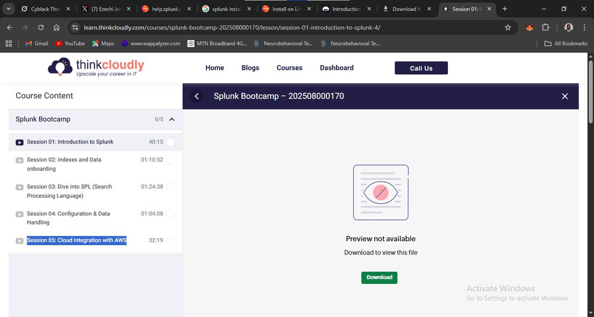 cyberjeremiah's tweet image. 99/100  #100DaysOfCyberSecurity
@ireteeh
@TemitopeSobulo
@segoslavia 

So i am rounding up my 100 days journey by going into Splunk.

So i started with its installation with @Thinkcloudly