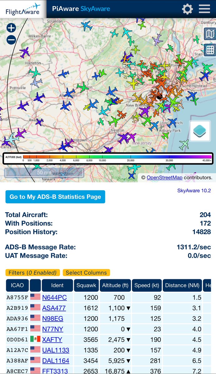 KD2NFC's tweet image. I improved my message rate by 300/sec by adjusting my antennas position in the attic.   #piaware #flightaware