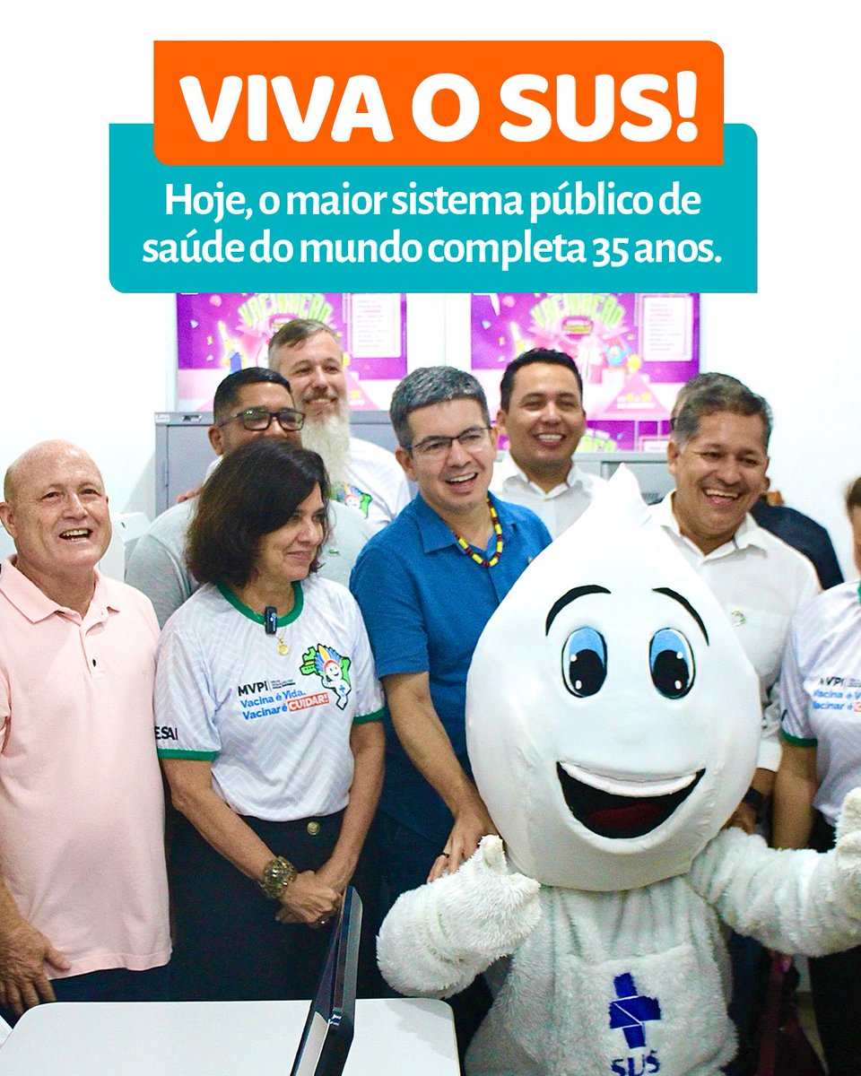 randolfeap's tweet photo. Viva o SUS, o maior sistema público, gratuito e universal de saúde do mundo! Orgulho de todos os brasileiros, o Sistema Único de Saúde completa hoje 35 anos de história e de serviço à nossa gente.

Tão forte que resiste às tentativas de enfraquecê-lo, tão digno que atende até quem o ataca, o SUS está presente em cada canto do Brasil, do Oiapoque, no meu Amapá, até o Chuí, no extremo sul.

Hoje é dia de celebrar o SUS e defender a saúde pública, gratuita e para todos! 😍👏🏼