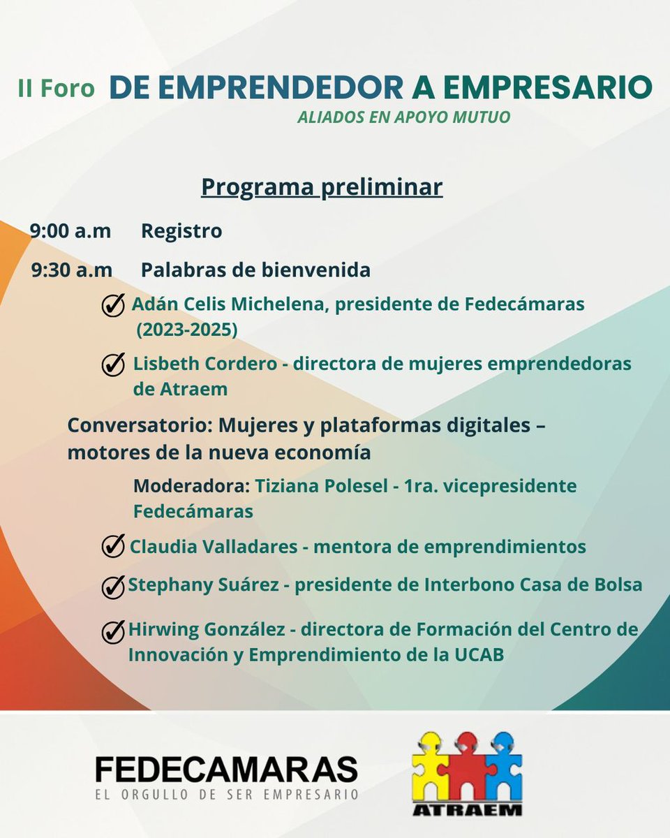 La formalización empresarial es un eje fundamental para consolidar el desarrollo sostenible, la inclusión financiera y la productividad.

II Foro: “De Emprendedor a Empresario. Aliados en apoyo mutuo”.
Inscripción en el enlace
forms.office.com/r/uT444j2uw7?o…