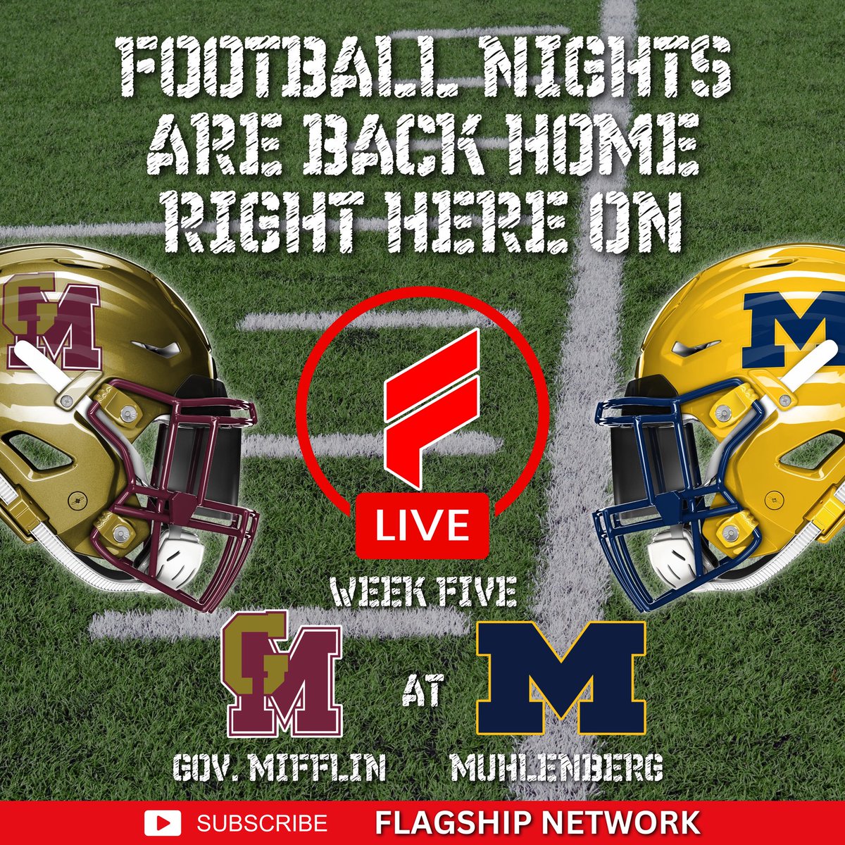 Flagship Network (@_flagship_) on Twitter photo FOOTBALL NIGHTS ARE BACK HOME
2-2 <a href="/GMSDAthletics/">Governor Mifflin Athletics</a> visit 4-0 <a href="/MuhlenbergFball/">Muhlenberg Muhls Football</a> in a Week 5 showdown!
Catch us at 6:55 on Flagship Network YouTube Channel 👉🏼 youtube.com/live/IWcMtRc_Z…
.
.
#football #piaascene #highschoolfootball #livebroadcast #flagshipnetwork #fridaynightlights FOOTBALL NIGHTS ARE BACK HOME
2-2 <a href="/GMSDAthletics/">Governor Mifflin Athletics</a> visit 4-0 <a href="/MuhlenbergFball/">Muhlenberg Muhls Football</a> in a Week 5 showdown!
Catch us at 6:55 on Flagship Network YouTube Channel 👉🏼 youtube.com/live/IWcMtRc_Z…
.
.
#football #piaascene #highschoolfootball #livebroadcast #flagshipnetwork #fridaynightlights