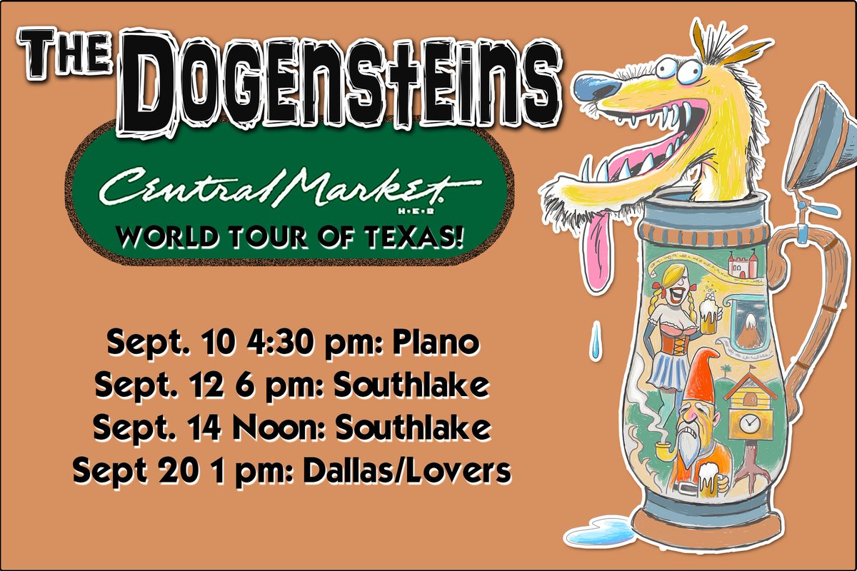 thedogensteins's tweet photo. This weekend polka shenanigans!

Saturday is central market - lovers and @TuppsBrewery Oktoberfest

Sunday is @addisonoktober

Don't forget @band_bop tonight! Let's go! https://t.co/H3HfbiUbKR