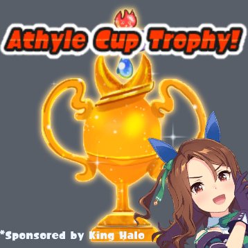 EndeiBird's tweet image. Here it is. In all its grand luster (sponsored by my Uma King Halo) and welded by the goldsmith of legend. Whoever wins the Athyle Cup will be granted with its full grandeur. Good luck. And drive fast.