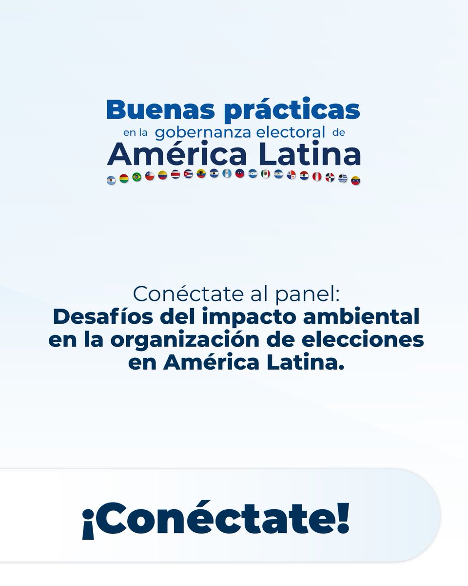 ¡Reserva la fecha! 29 de septiembre.

Hablemos de cómo reducir el impacto ambiental en las elecciones de América Latina. 🌱

 Conéctate al panel: Desafíos del impacto ambiental en la organización de elecciones en América Latina.