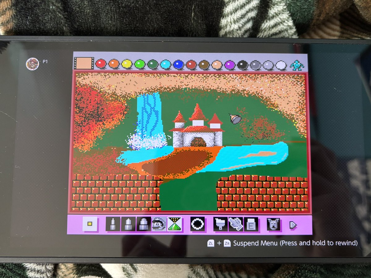MinnieEms_'s tweet photo. I’ve been playing around more with Mario Paint so here is a picture I’m working on currently :) 
Very happy with how it’s going so far https://t.co/r2w2kv48kv
