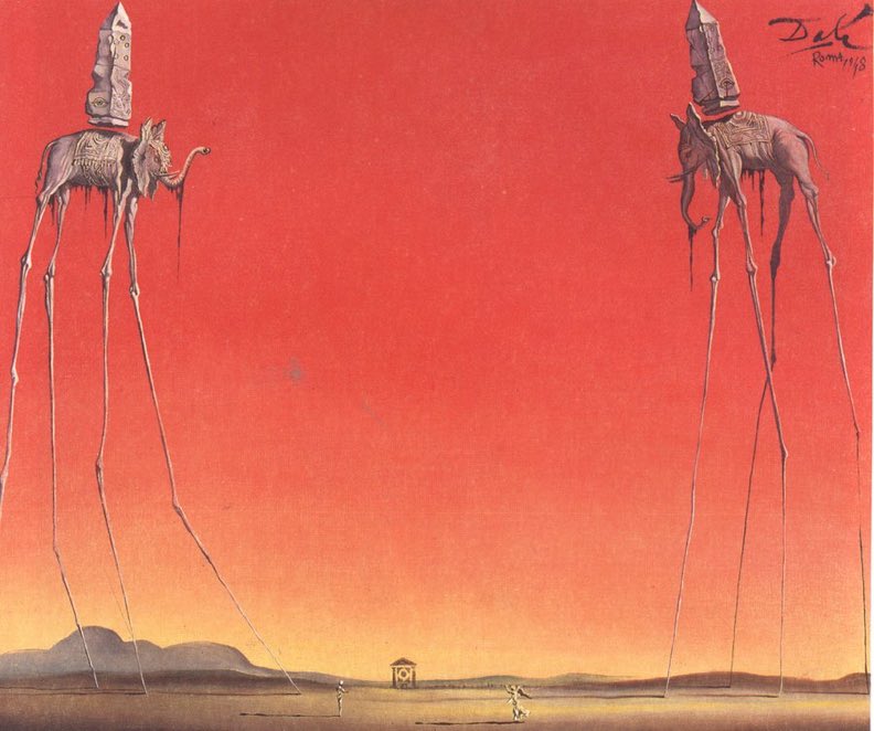 Los elefantes, 1948, Salvador Dalí