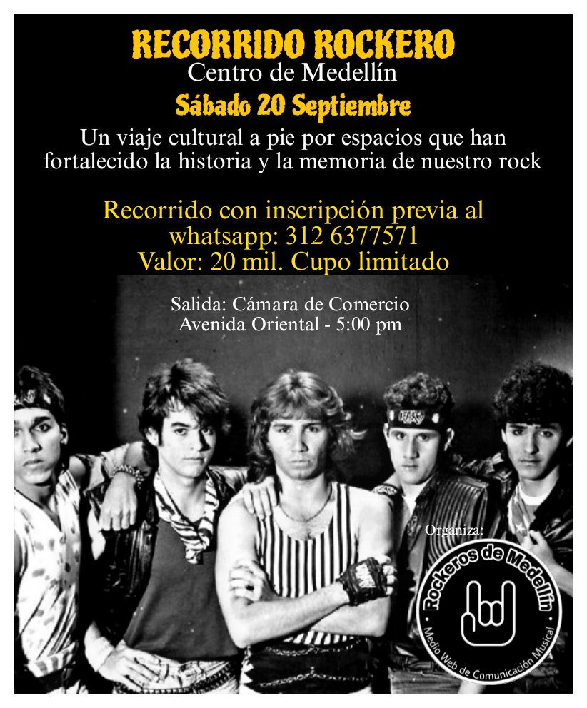 El valor de la memoria de nuestro rock... 🥾

¡Este sábado! 🔥

Recorrido Rockero 🦇