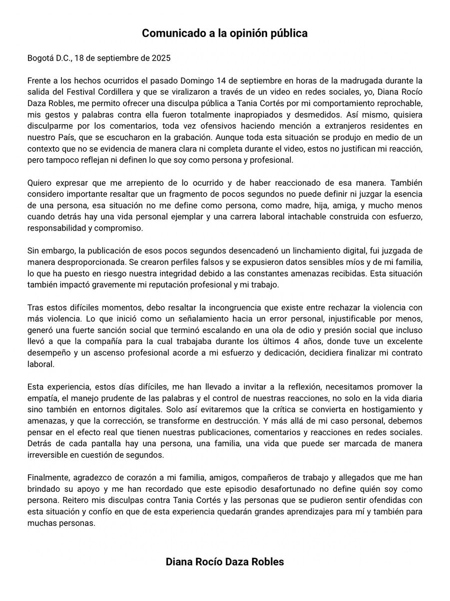 Atension comunicado ala opinion publica agradesco a mi gran familia Keralty y a Chatypt Diana Rocio Daza Robles #empatia #amor