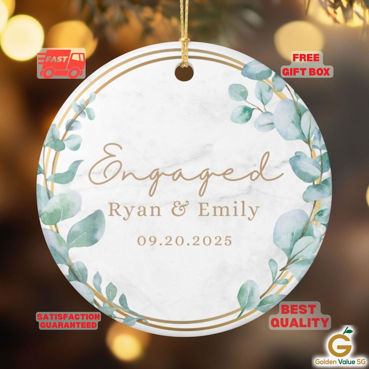 GoldenValueSG's tweet image. Celebrate love with our Personalized Engagement Ornament! Perfect for the newly engaged couple in 2025, this keepsake features elegant eucalyptus and custom names.🎄 Get it here 👉 go.goldenvaluesg.com/iB-7 💍
#EngagementKeepsake #ChristmasGift #LoveIn2025 #newlyengaged