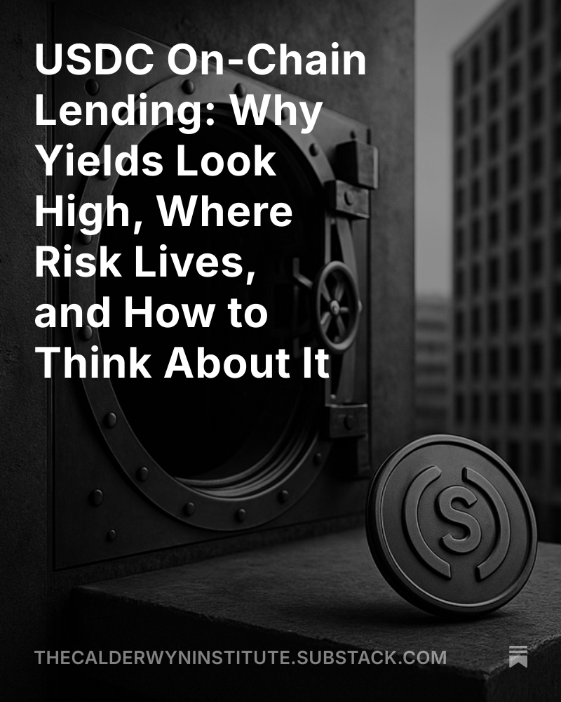 CalderwynInst's tweet image. Why is @Coinbase showing 10%+ yields on @circle  $USDC lending while your bank pays 2%?
Because you’re stepping into a system without @FDICgov insurance, where the risks and rewards flow straight to you. On-chain lending is not a scam, but it’s not a savings account either. Mass…