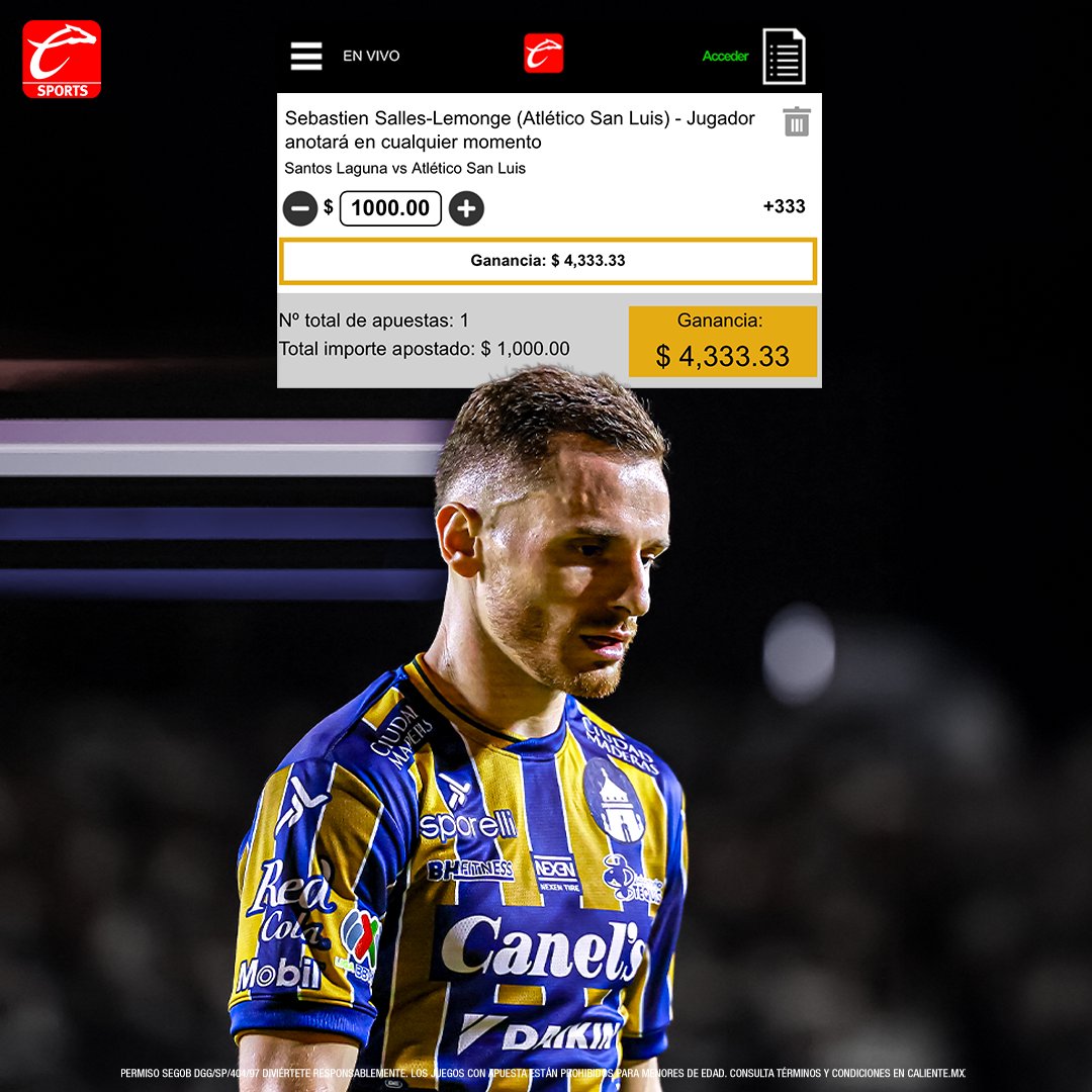 calientesports's tweet photo. ¡OJITO CON EL FRANCÉS! 👀
Sobrinos, así paga el gol de Salles-Lamonge en el #Guerreros ⚔️ 🆚 #Potosinos 🔴⚪️ en la Jornada 9️⃣ de la #LigaMx 🇲🇽
¿Pasamos a cajas? 🎰✅
#ApuestaEnCaliente 📲https://t.co/CzFtsD3ztL 🔥
#MásAcciónMásDiversión https://t.co/V01o7RYjUz
