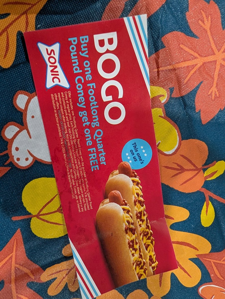 Picked up <a href="/sonicdrivein/">Sonic Drive-In</a> tonight. We didn't get a toy with our Wacky Pack. But we did get this offer that expired in 2023. So that's something.