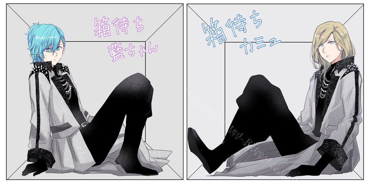 前に描いた箱入りのデレラちゃん横に並べてみた🩵💜