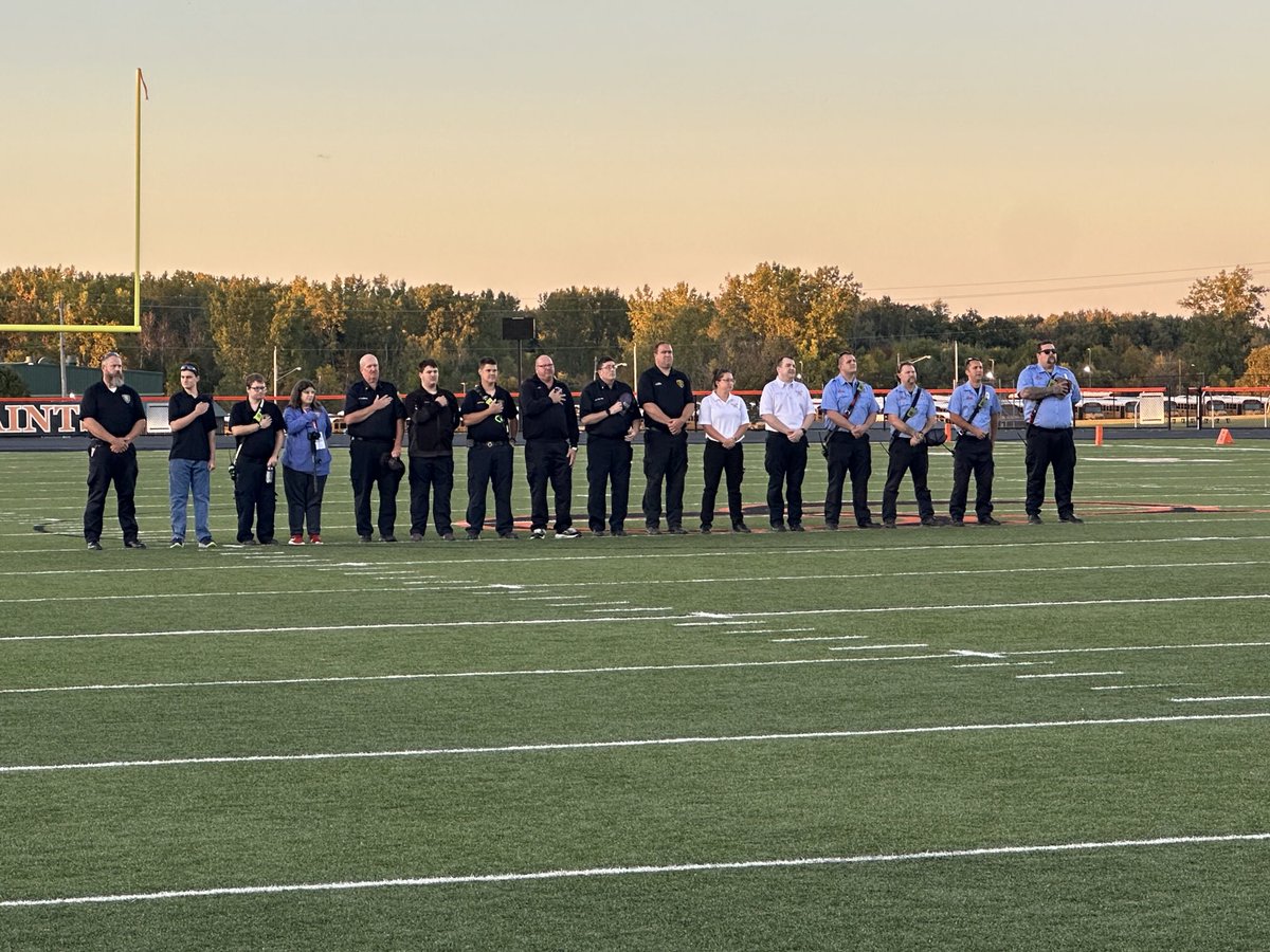 Tonight we honored our local first responders prior to our ⁦<a href="/CCSaintsFB/">Churchville-Chili Football</a>⁩ game against Gates Chili.  Thank you so much for your service to our community!
