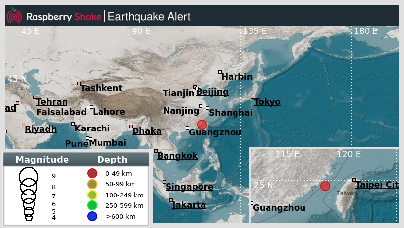 raspishakEQ's tweet photo. Preliminary M5.0 #Earthquake
ID: #rs2025smwece
57km from #WuqiuTownship, #TaiwanRegion
2025-09-19 22:56 UTC
Source: #CWA
@raspishake

Join the largest #CitizenScience EQ community ➡ https://t.co/Y5O0dgJqJF

EVENT ➡ https://t.co/6PvKNXcUKm https://t.co/k8svghID8u