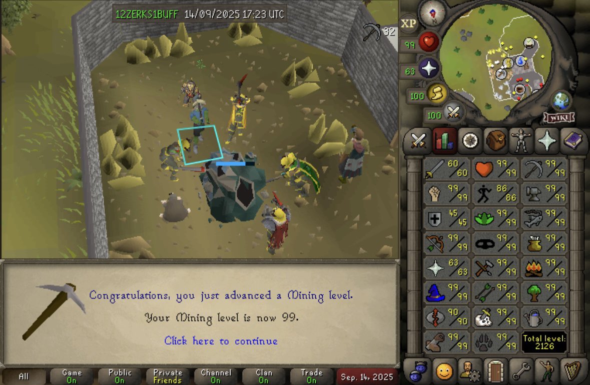 OSRSDontTryIt's tweet image. 99 Mining ⛏️ 2 to go…!

But first, 259 points until Master CAs, this journey is getting painful 🥲