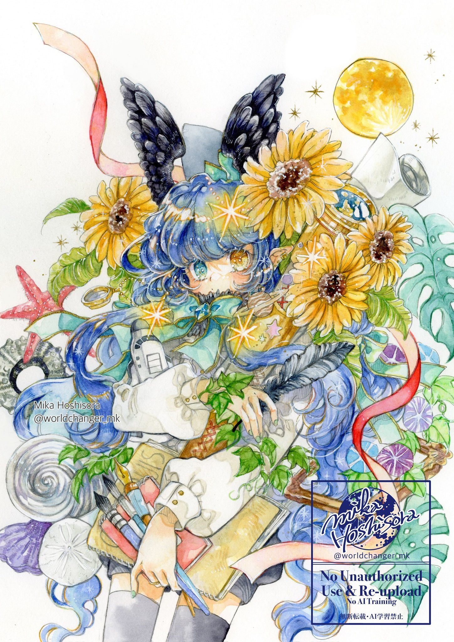mitukiさま専用（原画）良夜の月【SMサイズ／水彩画／#2597】 mitukiさま専用（原画）良夜の月【SMサイズ／水彩画／#2597