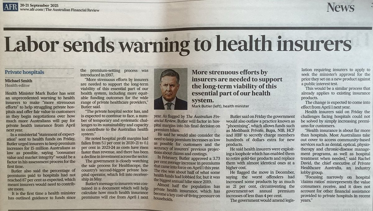 ShaunCGath's tweet image. “Keep premiums as low as possible!”/ “Pay the private hospitals more!”. Hmm. Interesting challenge.

#PHI absolutely should pay a fair market price for hospital services. But that’s not where the sector’s real woes lie. (Hint: have a look at the dox and their #OOPs).