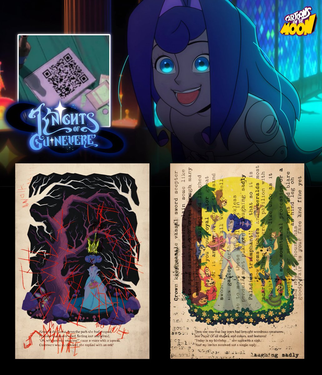 CartoonsOTMoon's tweet image. El piloto de 'Knights of Guinevere' está lleno de secretos ocultos que los fans van descubriendo poco a poco:

Uno de ellos, es un QR que al escanearlo te lleva a páginas con mensajes crípticos.