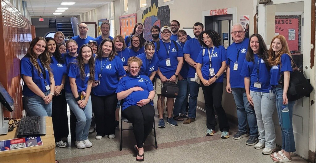 SFT members from Central Park wearing their new SFT shirts honoring our sisters &amp; brothers who went on strike 50 years ago!
Those amazing members all gave up two days pay for each day and 12 SFT Leaders went to jail to ensure the rights that all <a href="/nysut/">NYSUT</a> and <a href="/NYSAFLCIO/">NYS AFL-CIO // #UnionStrong</a> enjoy today!
