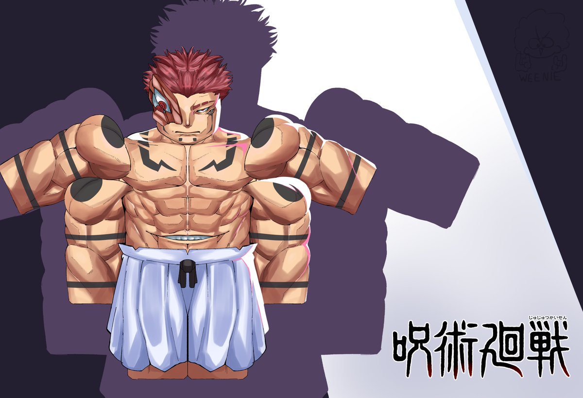 Ryomen Sukuna From Jujutsu Kaisen! The shading is marvel Rivals Inspired.  Feel free to use for modelling purposes.   #ROBLOX #RobloxDev #JujutsuKaisen #RBXDev #3dmodeling #conceptart #jjk