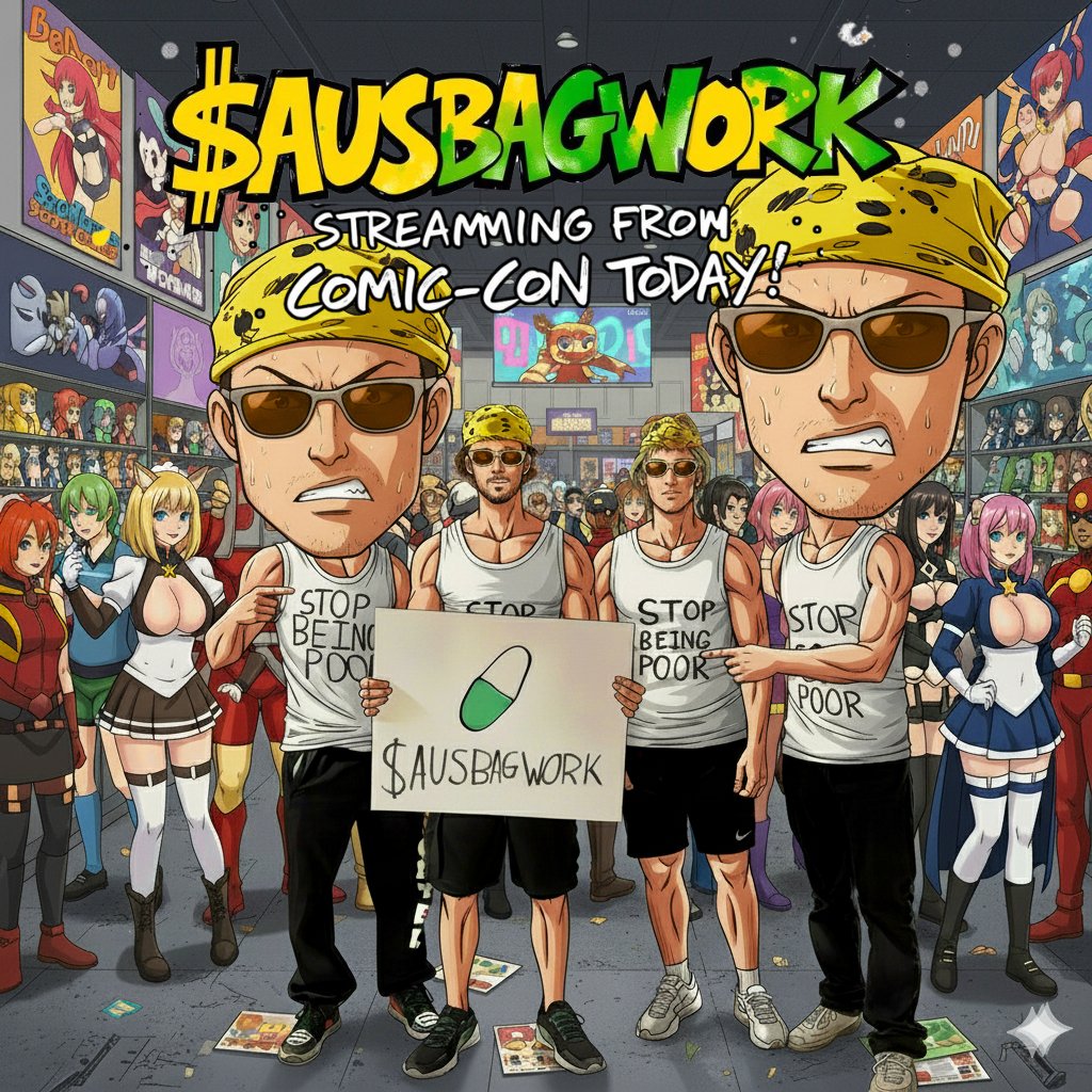 misterle_defi's tweet image. $AUSBAGWORK Boys are heading to COMIC-CON in SYDNEY Today! THEY WILL BE COVERING AND STREAMING the EVENT and doing bagwork! 

pump.fun/coin/9h5y3WCqf…

@Comic_Con @pumpdotfun @a1lon9 @crypto_bitlord7 @Habztheplug @The0neTheOnly @axlethegoat @AussieBagwork