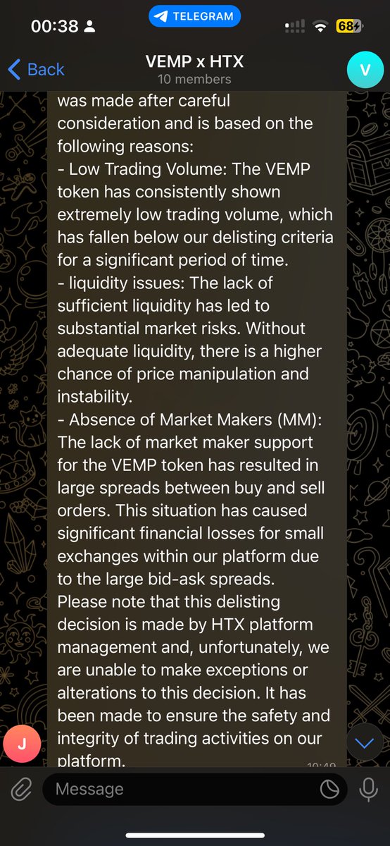 dominicVEMP's tweet image. Good to find out you are the head of listing. The exact same that happened to Ergo happened to $VEMP. You took $500,000 from us in listing fees, not once did you even give us any ST warning, and on top, we were halfway through discussing our token migration with your team.