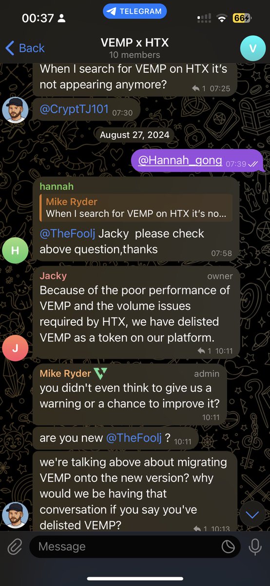 dominicVEMP's tweet image. Good to find out you are the head of listing. The exact same that happened to Ergo happened to $VEMP. You took $500,000 from us in listing fees, not once did you even give us any ST warning, and on top, we were halfway through discussing our token migration with your team.