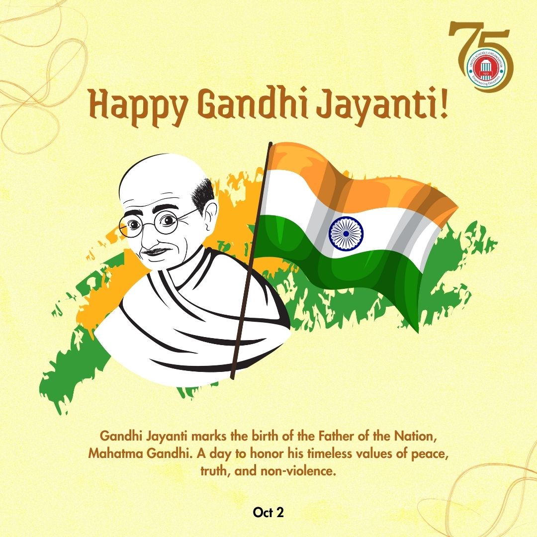 ✨ On Gandhi Jayanti, we honour the Mahatma’s timeless message of truth, peace, and non-violence. His ideals continue to guide us toward a better world. 🌿🕊️ 
#GandhiJayanti #PeaceAndTruth #MahatmaGandhi #usoat75