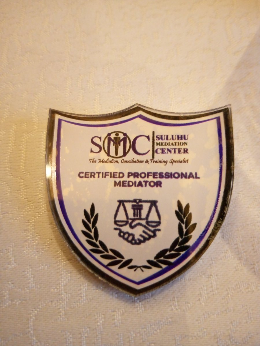 Awarded a certificate and shield (badge) after successfully completing a Mediation Course at the Suluhu Mediation Centre <a href="/SuluhuCentre/">Suluhu Mediation Centre</a>. I am happy that I am now a Certified Professional Mediator.