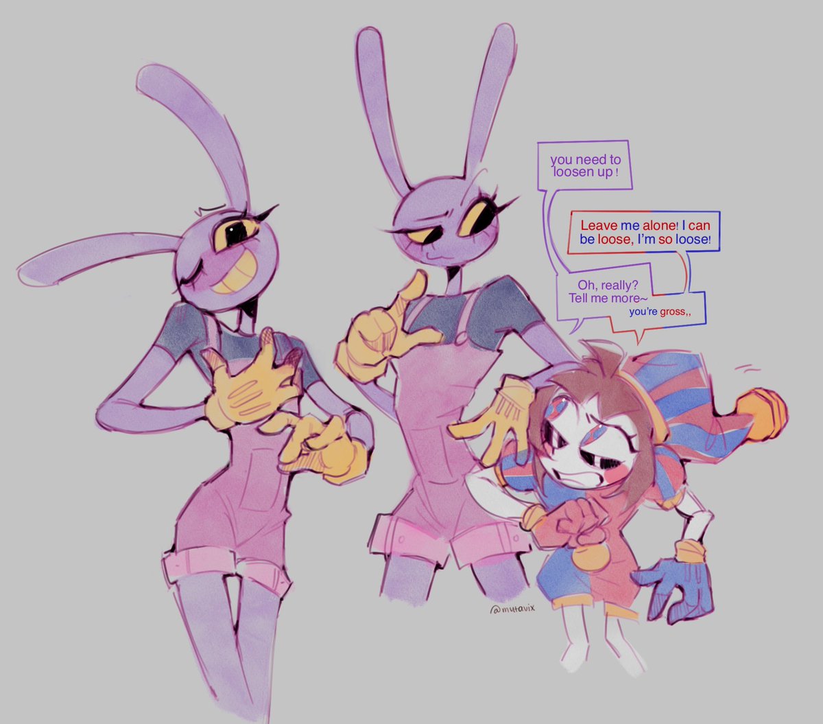 Trying to think of what Daisy would sound like,,, quick someone grab kovach I know that man can genderbend his voice 
#tadc #theamazingdigitalcircus #jax #daisy #femjax #pomni #funnybunny