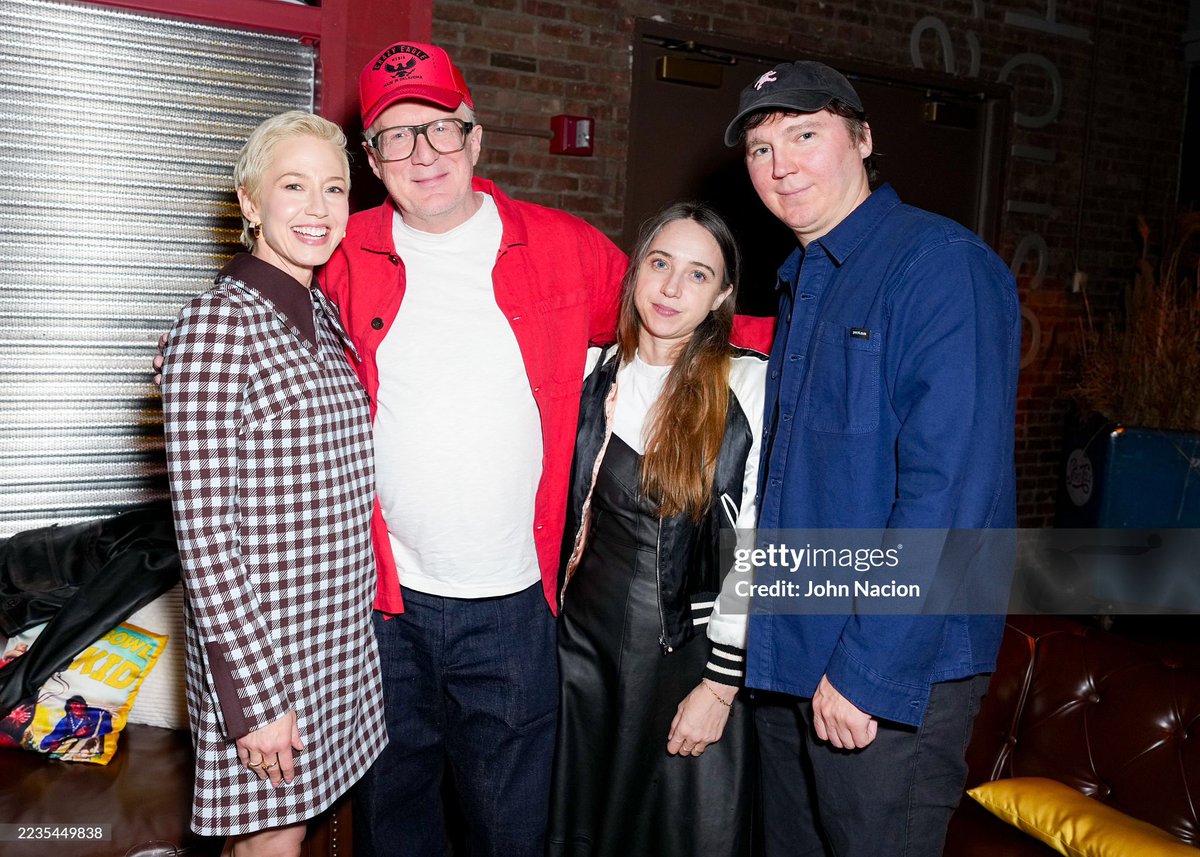 Zoe Kazan &amp; Paul Dano with Carrie Coon and Tracy Letts at FX's "The Lowdown" New York premiere after party held at Brooklyn Academy of Music on September 17, 2025 in New York, New York. 📸: (Photo by John Nacion/Variety via Getty Images)