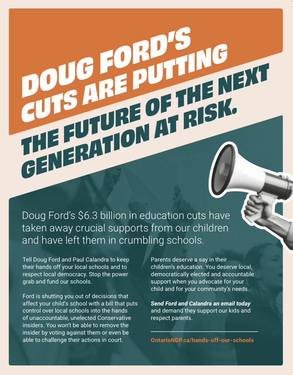 WendyGoodes's tweet photo. HANDS OFF OUR SCHOOLS @PaulCalandra!
The trustee issue is simply a distraction to mask your desire to sell our education system off to the highest bidder.
#CallYourMPP Ontarians, this is vital. https://t.co/r1F9uYXc1M