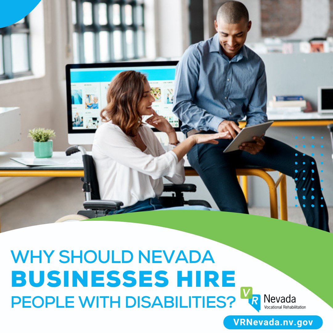 Why should Nevada businesses hire people with disabilities?
 👍Increased profit margins
 👍Their perspectives spur team innovation
 👍 Increases employee motivation &amp; reduces turnover
 👍 Vast, untapped market of talented people
Learn more at vrnevada.nv.gov/employers/