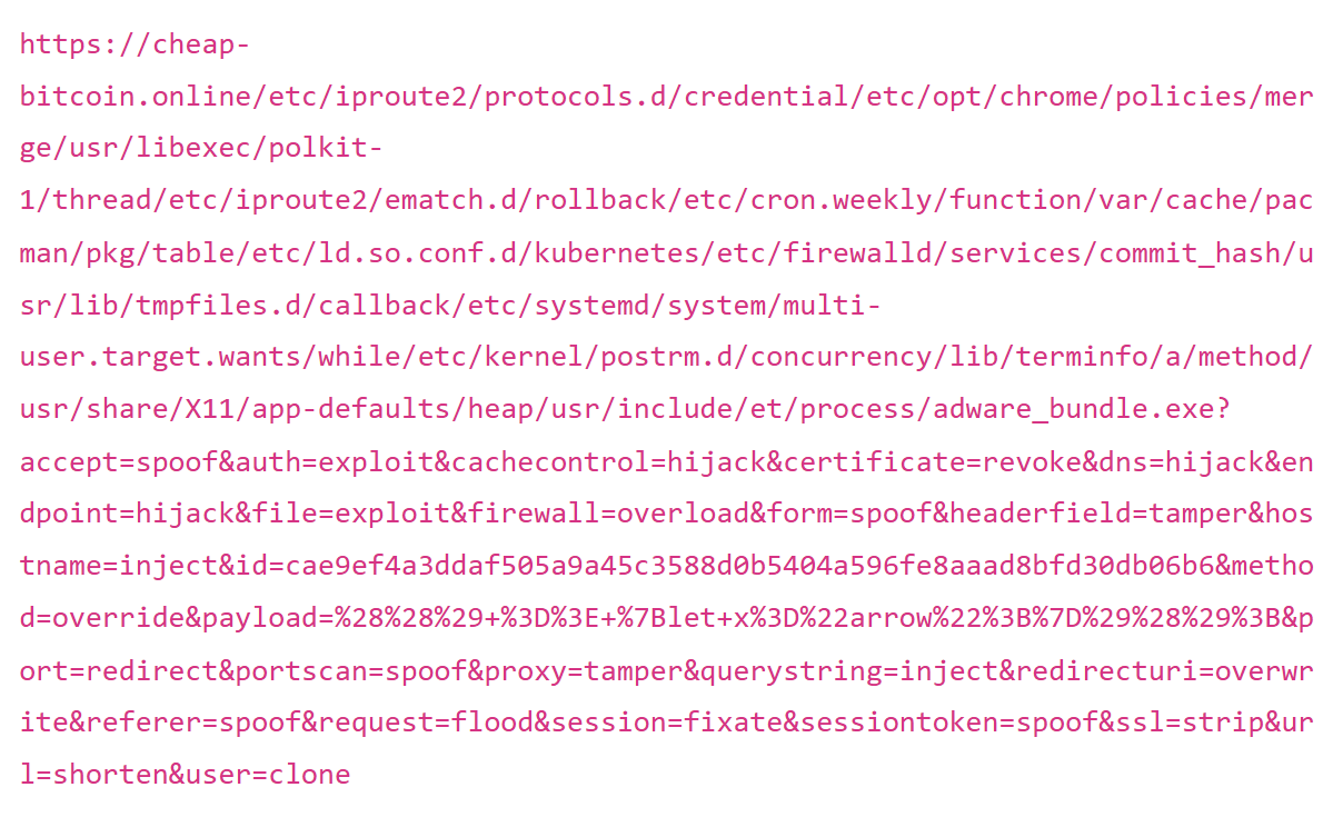 shacktohack's tweet photo. How to colossally piss off your IT department:

Before you post a URL link to something in an email or a Slack message, put it through https://t.co/aq6hmPNd6S. Watch the reaction on their faces.

It's basically like TinyURL but instead of shortening a URL it makes it look malicious. Here's what it generated when I put in https://t.co/B46JGveJDL (see image).

Happy (anti-) phishing.