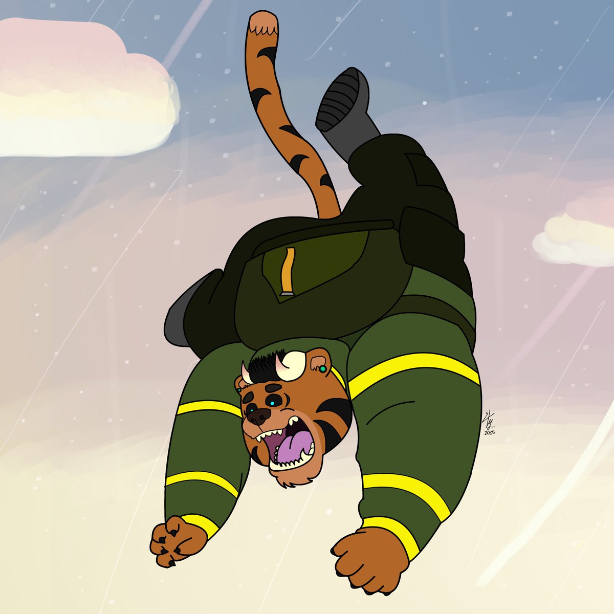 I've always dreamed of skydiving. The freedom of “flying” while nothing else matters but admiring the views and praying that the parachute opens. Maybe in a few years that dream will come true. #furryart #digitalart #furry #flatcolor