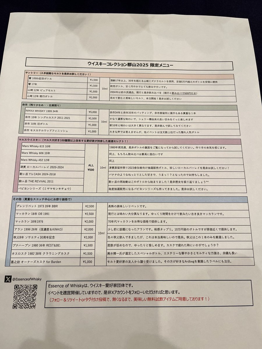 ブース50(左側)のメニューです
参加者の方はよろしくお願いします
