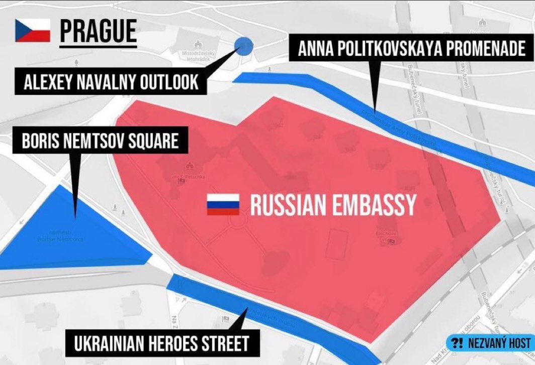 Czech Republic’s Street Names Around The Russian Embassy.