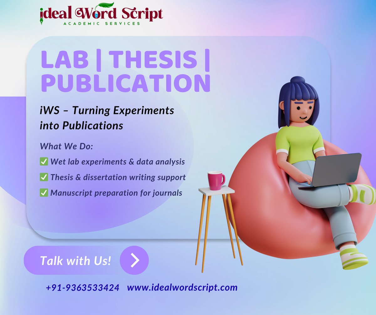 IScript57741's tweet image. 🧬 Bench to Breakthrough | iWS

✅ Wet lab experiments &amp;amp; data analysis
✅ Thesis &amp;amp; manuscript support
⚡ Expertise | Trusted Lab Partners
📞 +91-9363533424 | 🌐 idealwordscript.com

#LifeSciences #ResearchSupport #iWS #LabWork #AcademicWriting