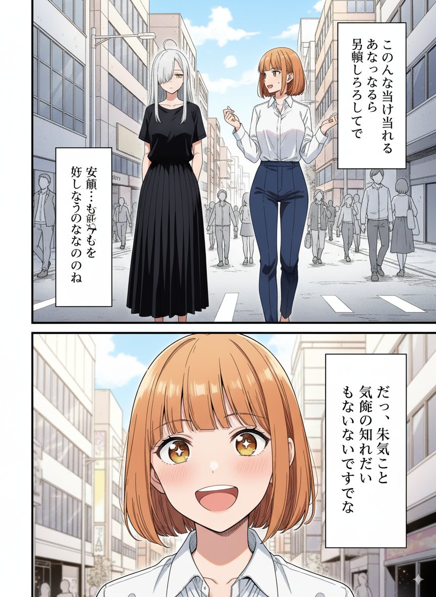 2コマ～4コマの漫画がプロンプトで一撃で作れます！ サンプルで3種類の