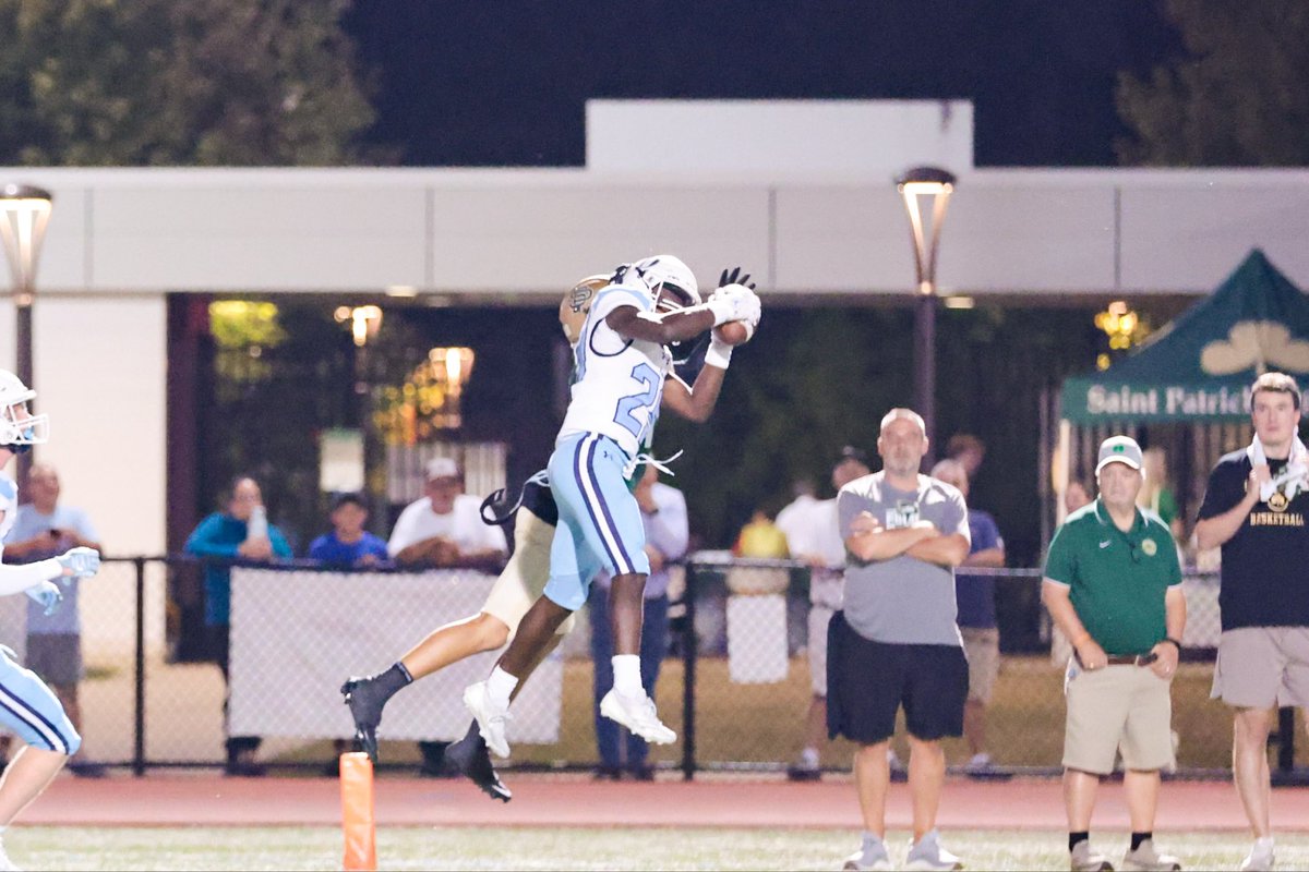 End of 1st: <a href="/DePaulPrepFB/">DePaulPrepFB</a> leads <a href="/StPatrickFB/">Saint Patrick Football</a> 7-0. Interception by Rams junior CB Khalil Hannah, then 81 yard reception and run by So. RB Tyson Hooks for TD get lead for Rams. <a href="/DePaulPrepAD/">DePaul Prep Athletics</a> <a href="/mikeclarkpreps/">MikeClarkPreps</a> <a href="/mattjnow/">Matt Now</a> <a href="/EDGYTIM/">Timothy “EDGYTIM” OHalloran</a>